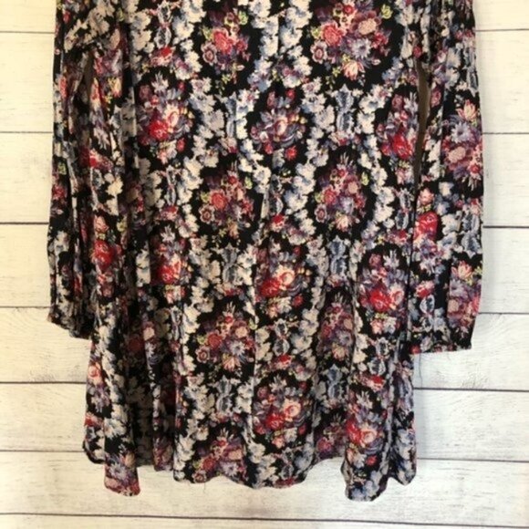 Boutique Esley Colorful Printed Long Sleeve Keyhole Neck Shift Dress M - Picture 6 of 6